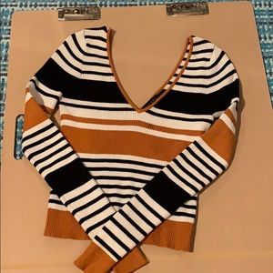 Striped crop top sweater